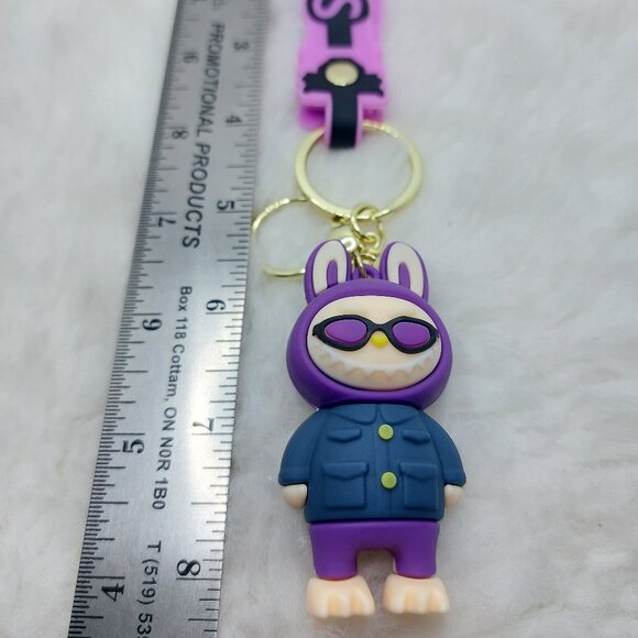 2/$25 Labubu purple with navy outfit keychain with strap "Strive" - Picture 3 of 6